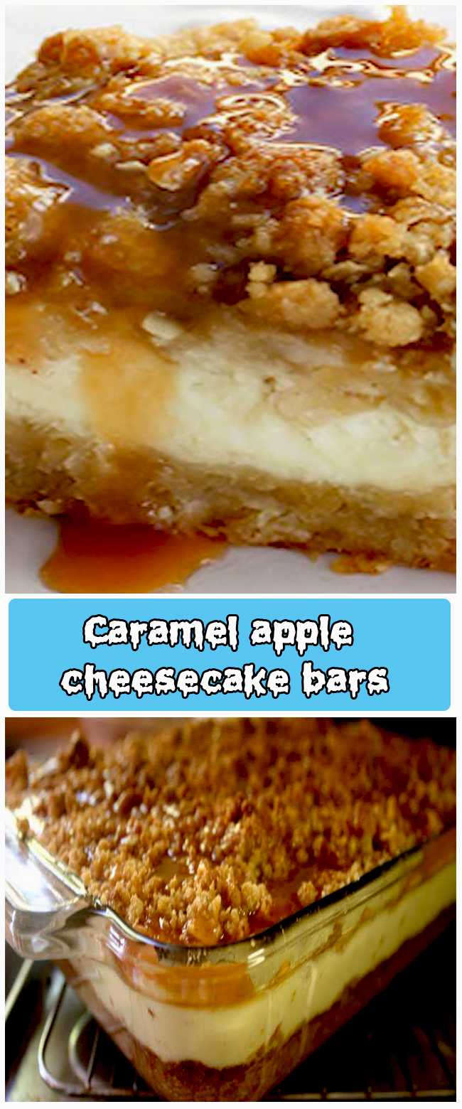 Caramel apple cheesecake bars