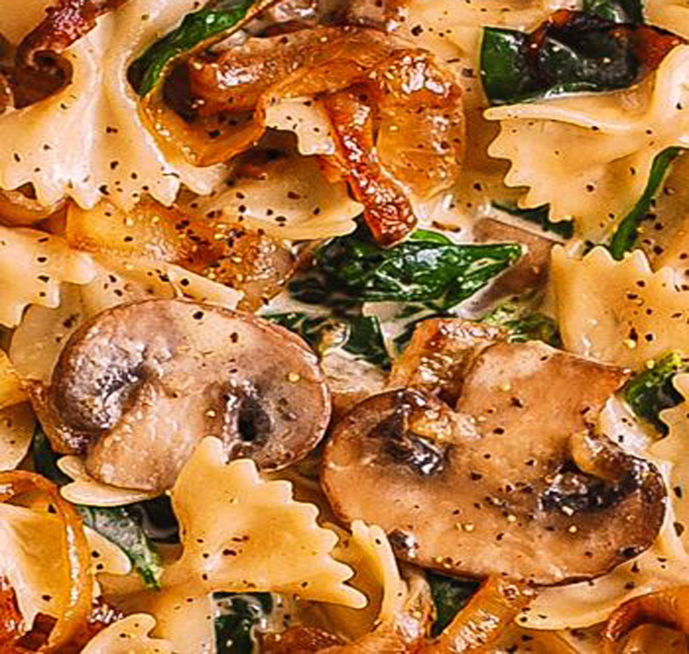 Farfalle Pasta with Spinach Mushrooms