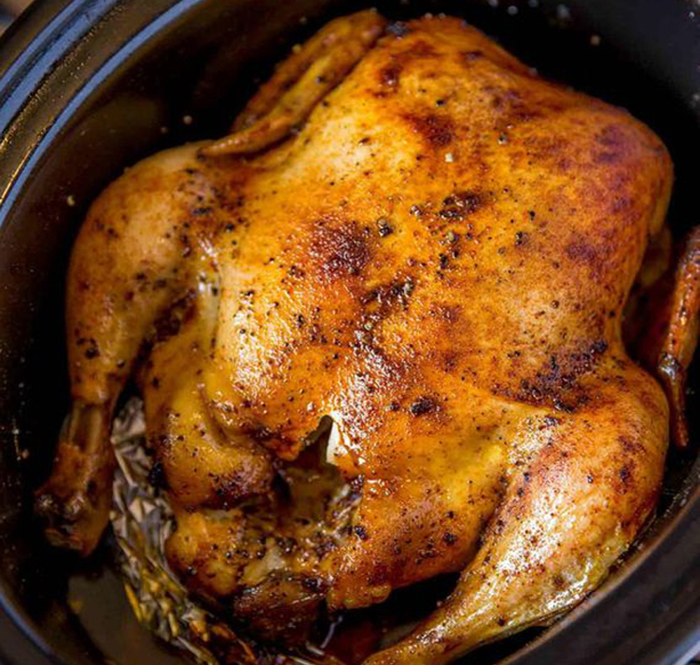 slow cooker rotisserie chicken