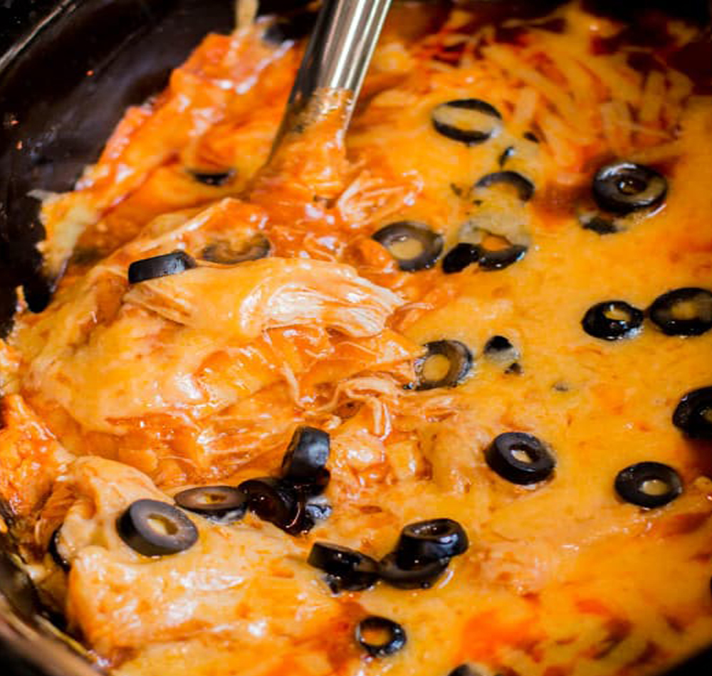 Slow Cooker Chicken Enchilada Casserole