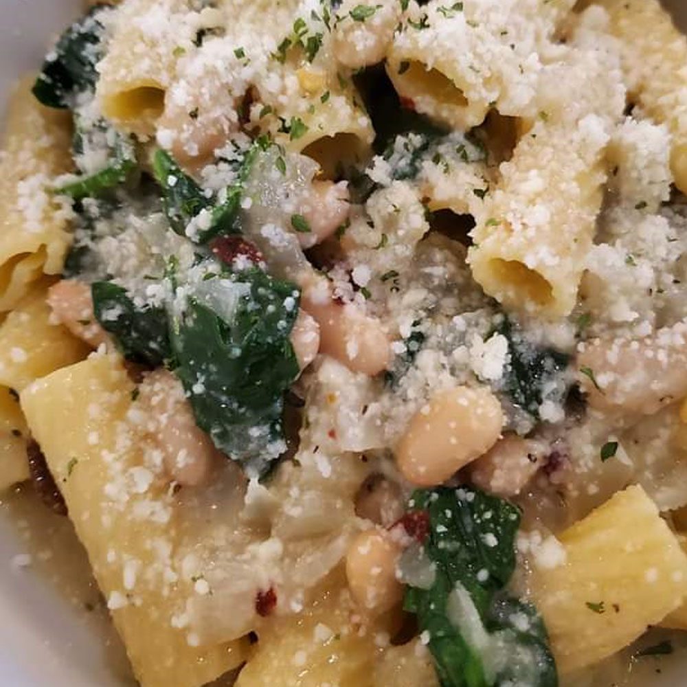 spinach and beans rigatoni