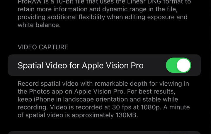 Spatial Video Feature in iOS 17.2